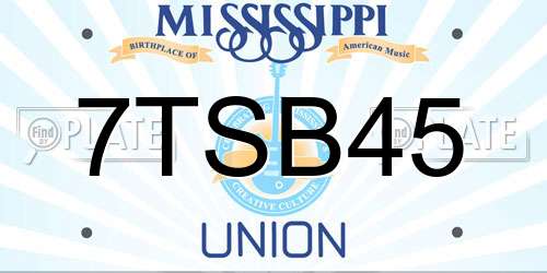 7TSB45 Mississippi License Plate