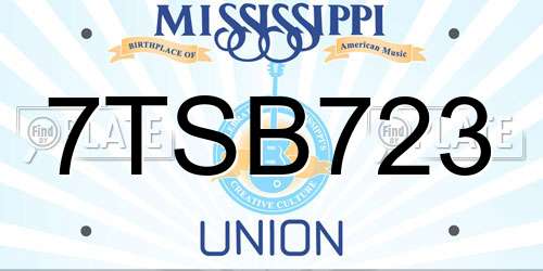 7TSB723 Mississippi License Plate