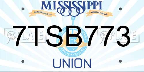7TSB773 Mississippi License Plate