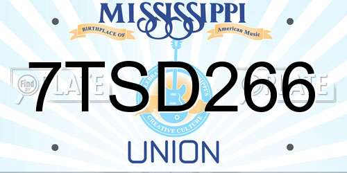 7TSD266 Mississippi License Plate