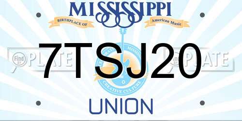 7TSJ20 Mississippi License Plate