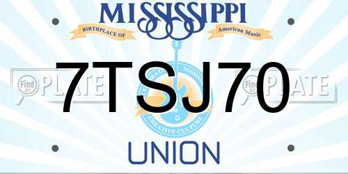 7TSJ70 Mississippi License Plate
