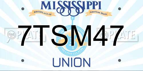 7TSM47 Mississippi License Plate