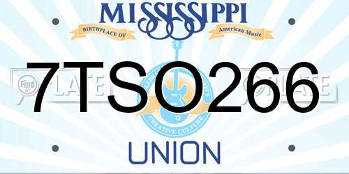 7TSO266 Mississippi License Plate