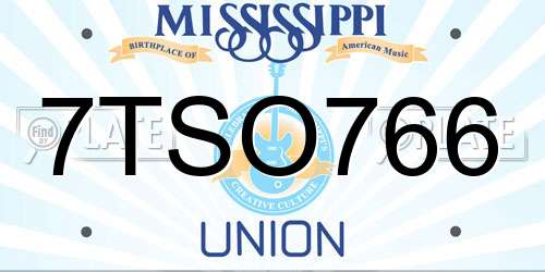 7TSO766 Mississippi License Plate