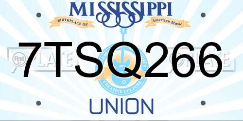 7TSQ266 Mississippi License Plate