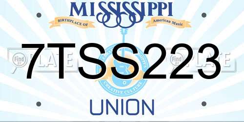 7TSS223 Mississippi License Plate