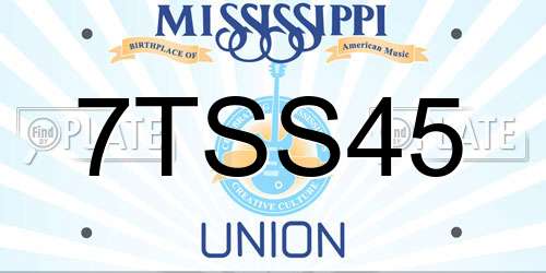 7TSS45 Mississippi License Plate