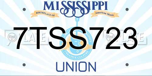 7TSS723 Mississippi License Plate