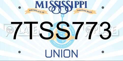 7TSS773 Mississippi License Plate