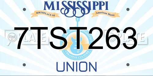 7TST263 Mississippi License Plate