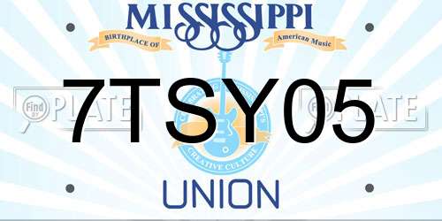 7TSY05 Mississippi License Plate