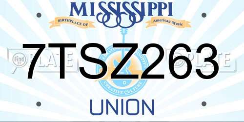 7TSZ263 Mississippi License Plate