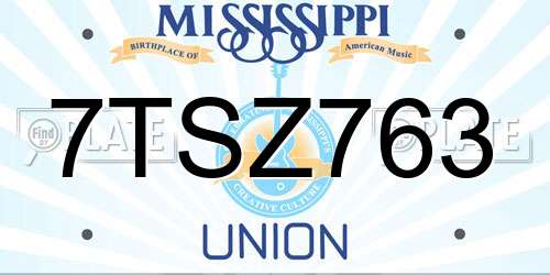 7TSZ763 Mississippi License Plate