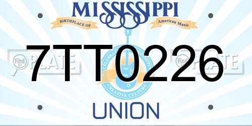7TT0226 Mississippi License Plate