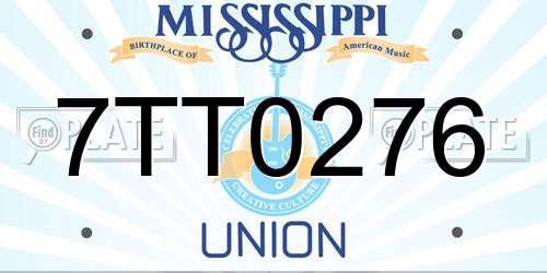 7TT0276 Mississippi License Plate