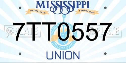 7TT0557 Mississippi License Plate