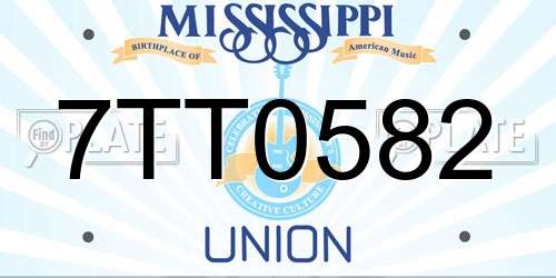 7TT0582 Mississippi License Plate