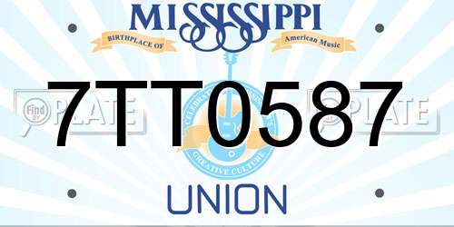 7TT0587 Mississippi License Plate