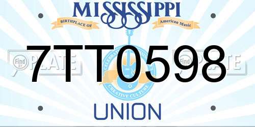 7TT0598 Mississippi License Plate