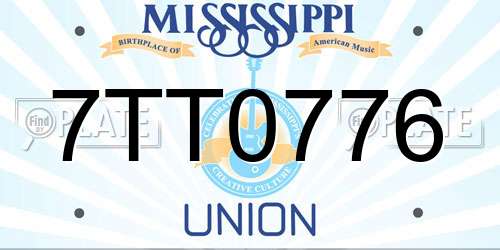 7TT0776 Mississippi License Plate