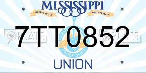 7TT0852 Mississippi License Plate