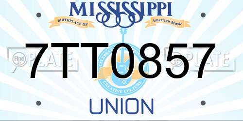 7TT0857 Mississippi License Plate