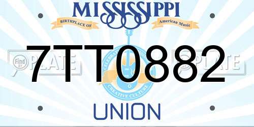 7TT0882 Mississippi License Plate