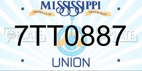7TT0887 Mississippi License Plate