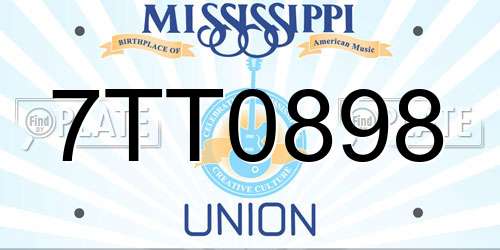 7TT0898 Mississippi License Plate