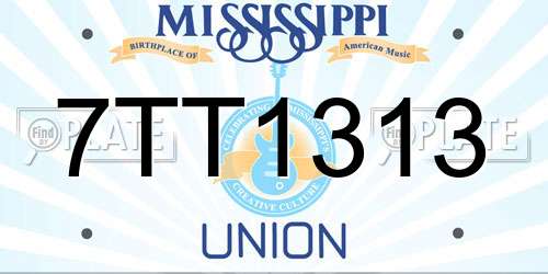 7TT1313 Mississippi License Plate