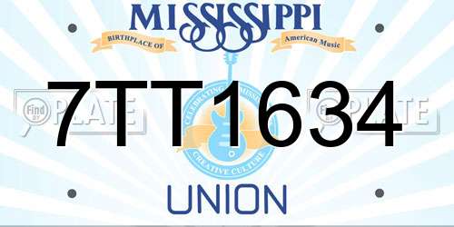 7TT1634 Mississippi License Plate