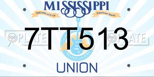 7TT513 Mississippi License Plate