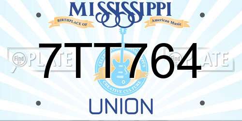 7TT764 Mississippi License Plate