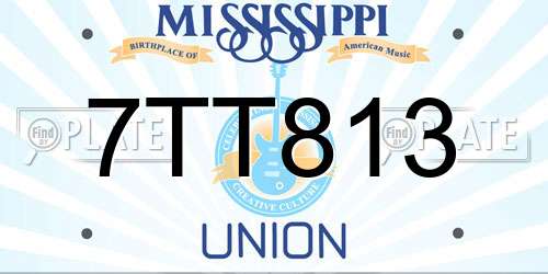 7TT813 Mississippi License Plate