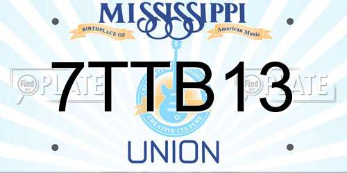7TTB13 Mississippi License Plate