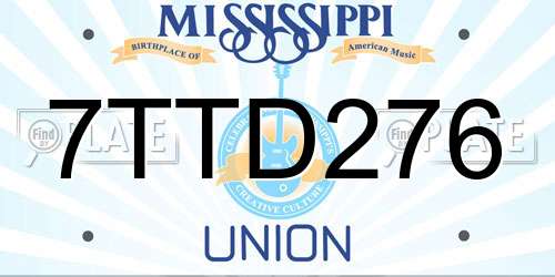7TTD276 Mississippi License Plate