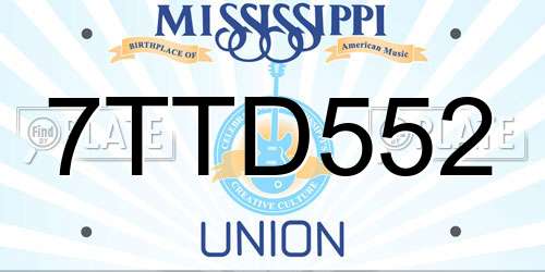 7TTD552 Mississippi License Plate