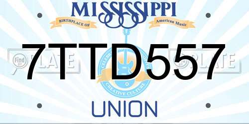 7TTD557 Mississippi License Plate