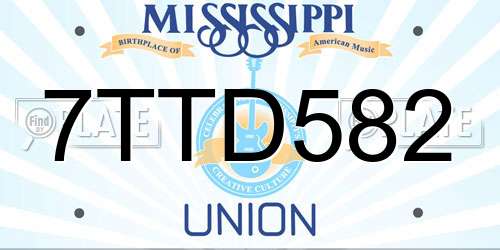 7TTD582 Mississippi License Plate