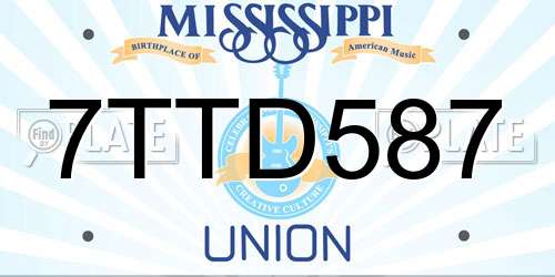 7TTD587 Mississippi License Plate