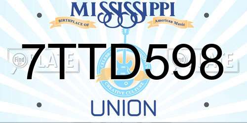 7TTD598 Mississippi License Plate