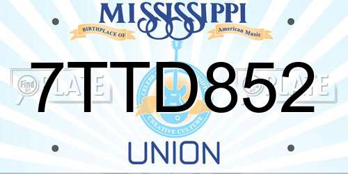 7TTD852 Mississippi License Plate