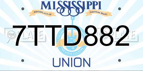 7TTD882 Mississippi License Plate