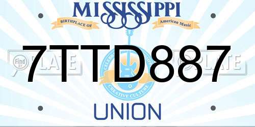 7TTD887 Mississippi License Plate