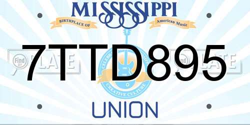 7TTD895 Mississippi License Plate