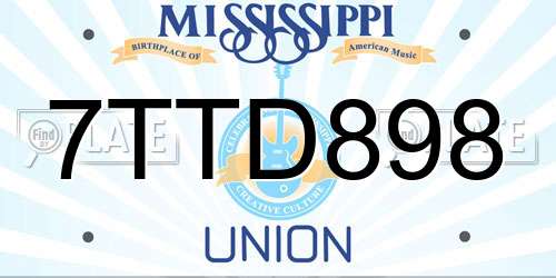 7TTD898 Mississippi License Plate
