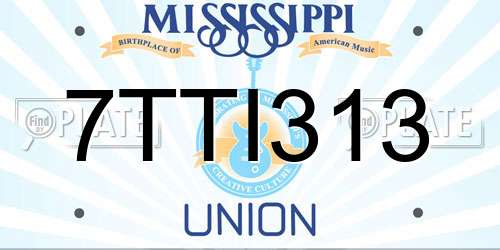 7TTI313 Mississippi License Plate