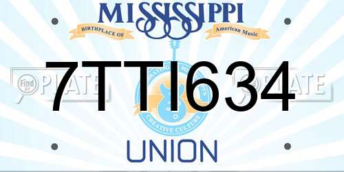 7TTI634 Mississippi License Plate