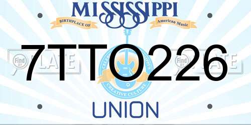 7TTO226 Mississippi License Plate